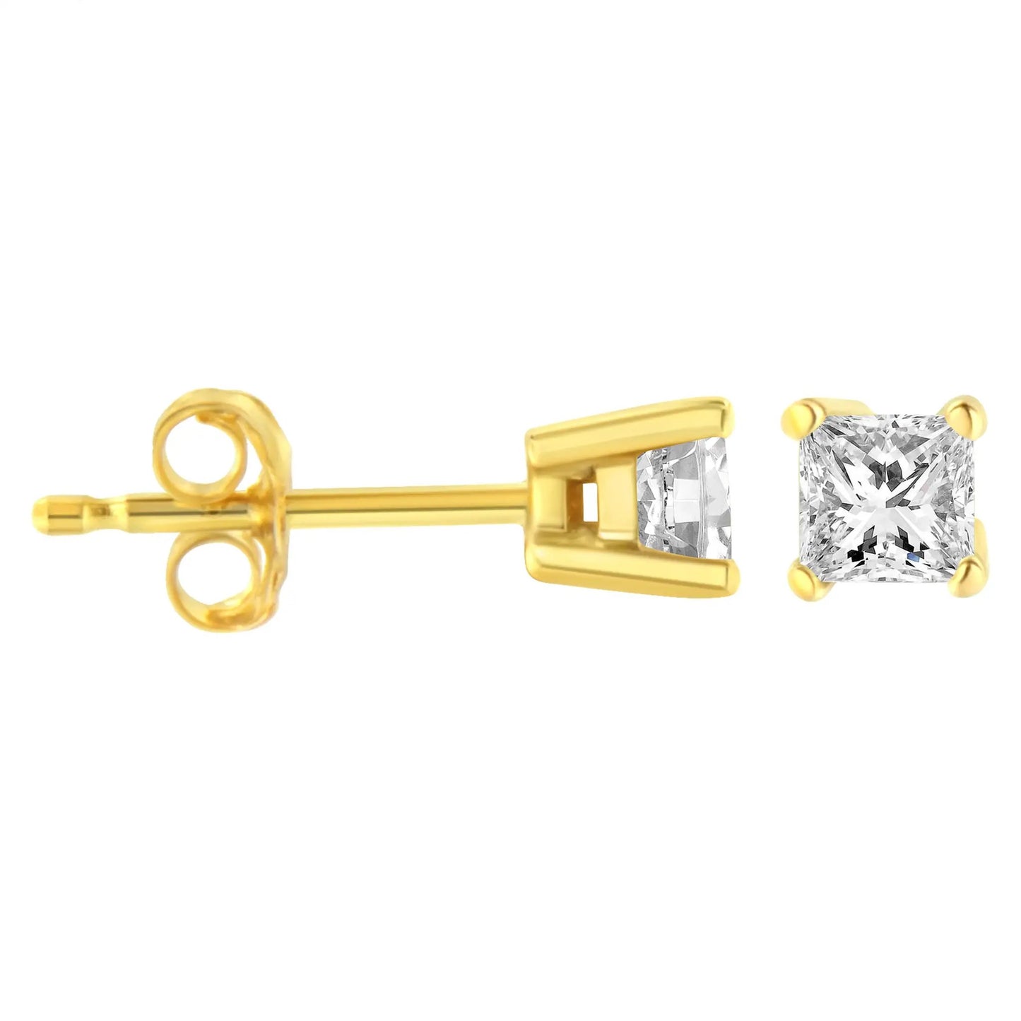 14K yellow gold princess-cut diamond stud earrings by Bids.com, 1/5 cttw I-J color I2-I3, 4-prong, on Tampa Home & Garden Store