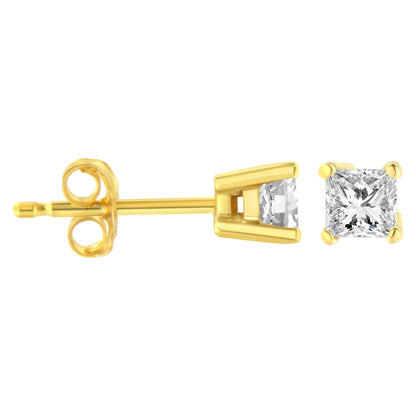 14K yellow gold princess-cut diamond stud earrings by Bids.com, 1/5 cttw I-J color I2-I3, 4-prong, on Tampa Home & Garden Store