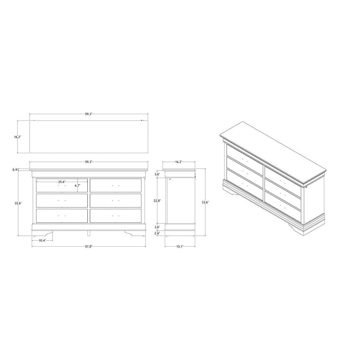 Charlston 5-Piece Bedroom Set LED Headboard blueprint shows bed, dresser, nightstands, chest on Tampa Home & Garden Store