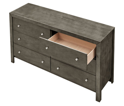Burlington gray dresser by HouseOfZazla with silver knob pulls and light wood interior on Tampa Home & Garden Store