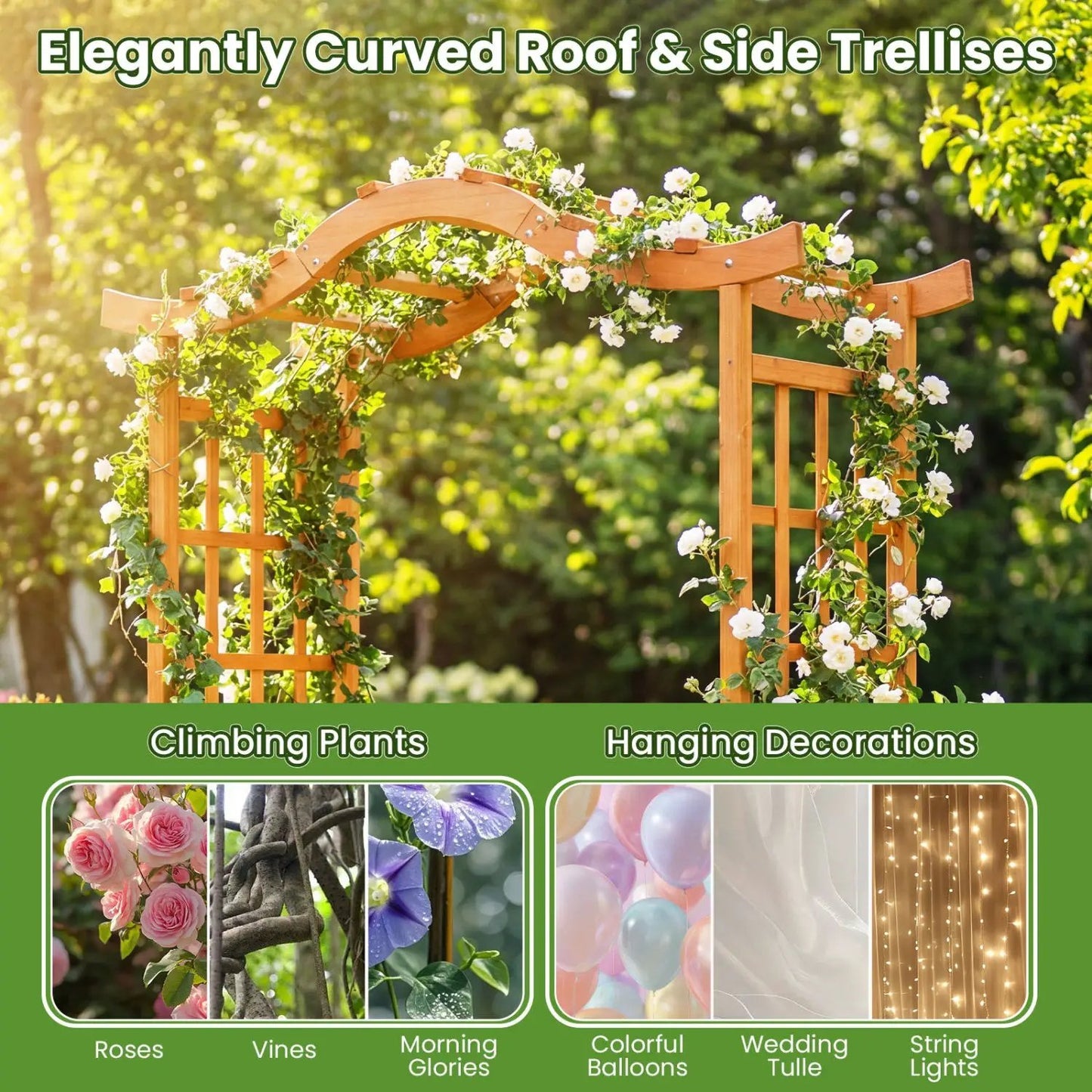 Garden Arbor with Gate and Planter Boxes