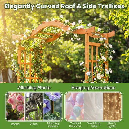 Garden Arbor with Gate and Planter Boxes