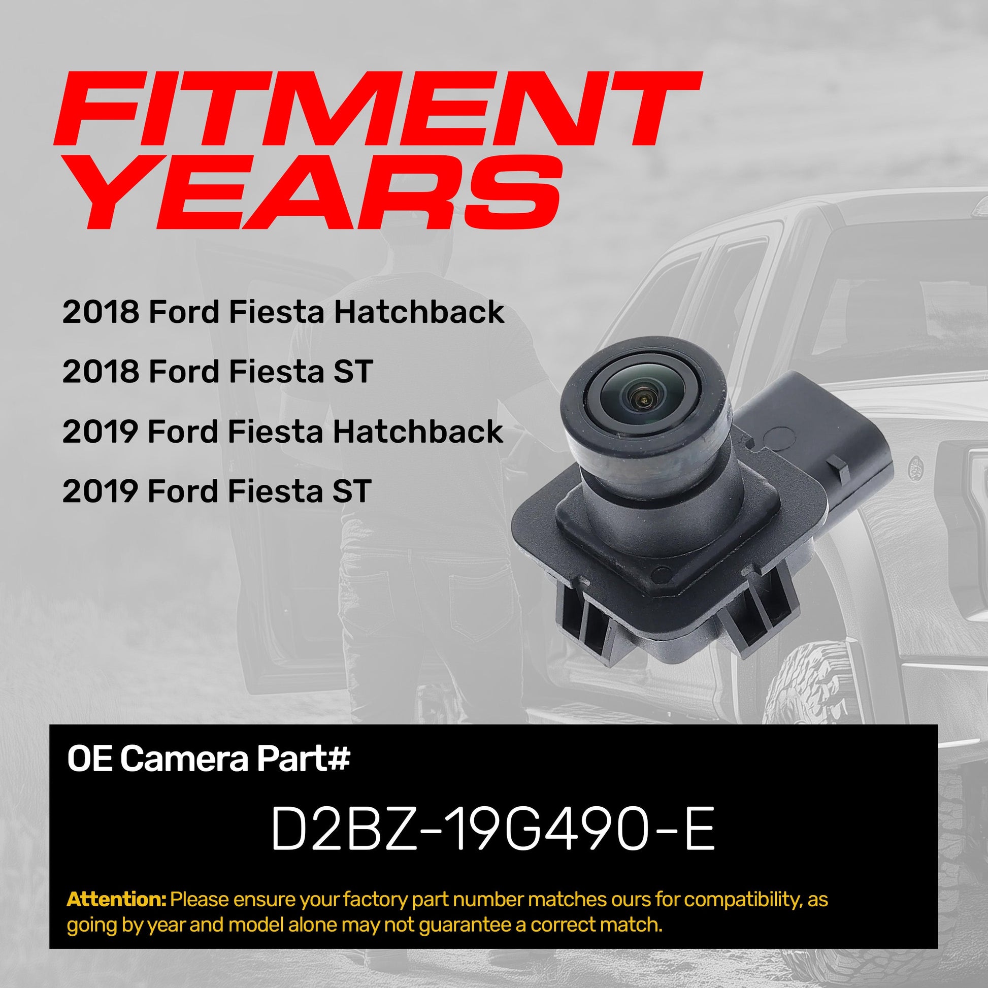 OEM backup camera by Master Tailgaters for 2018-19 Ford Fiesta Hatchback ST, D2BZ-19G490-E on Tampa Home & Garden Store