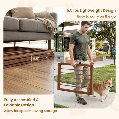 4 Panel Wooden Pet Gate Freestanding Dog Fence