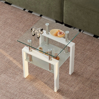 Tempered Glass Table With Storage For Living Room