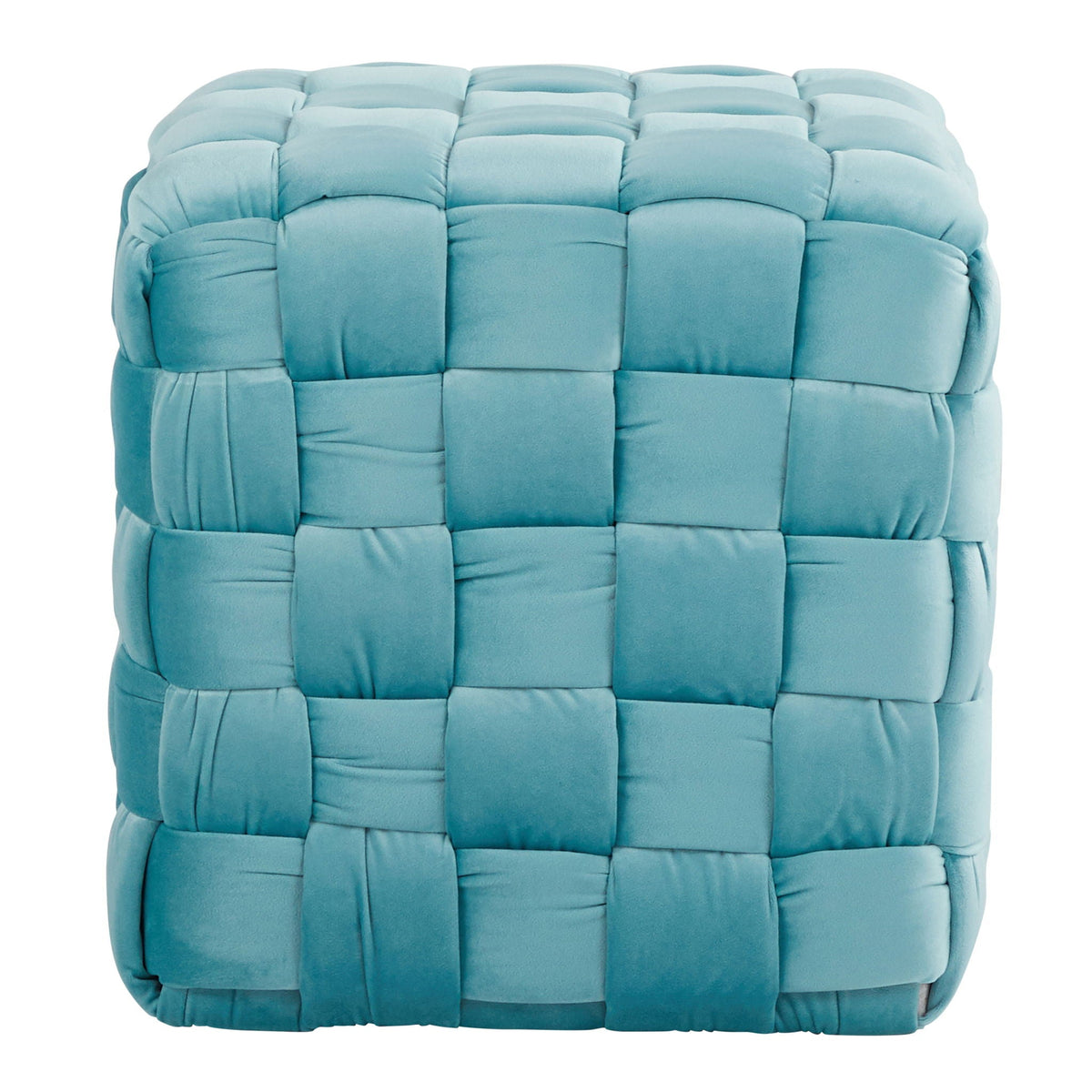 Square braided ottoman teal blue velvet upholstery HouseOfZazla accent rectangle ottoman on Tampa Home & Garden Store