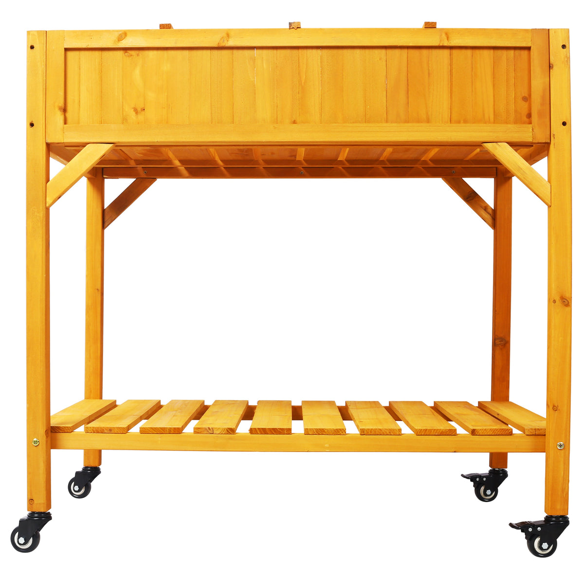 Elevated 8 Pocket Herb Garden Bed with Lockable Wheels - Fir Wood on Tampa Home & Garden Store