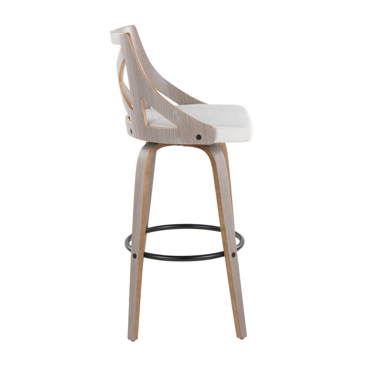 Farmhouse barstool with gray seat and back with footrest on Tampa Home & Garden Store