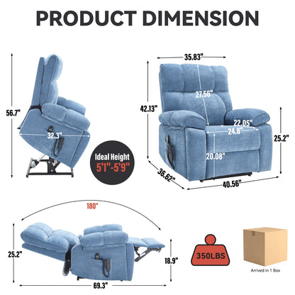 Blue heat massage dual motor lift recliner chair HouseOfZazla on Tampa Home & Garden Store
