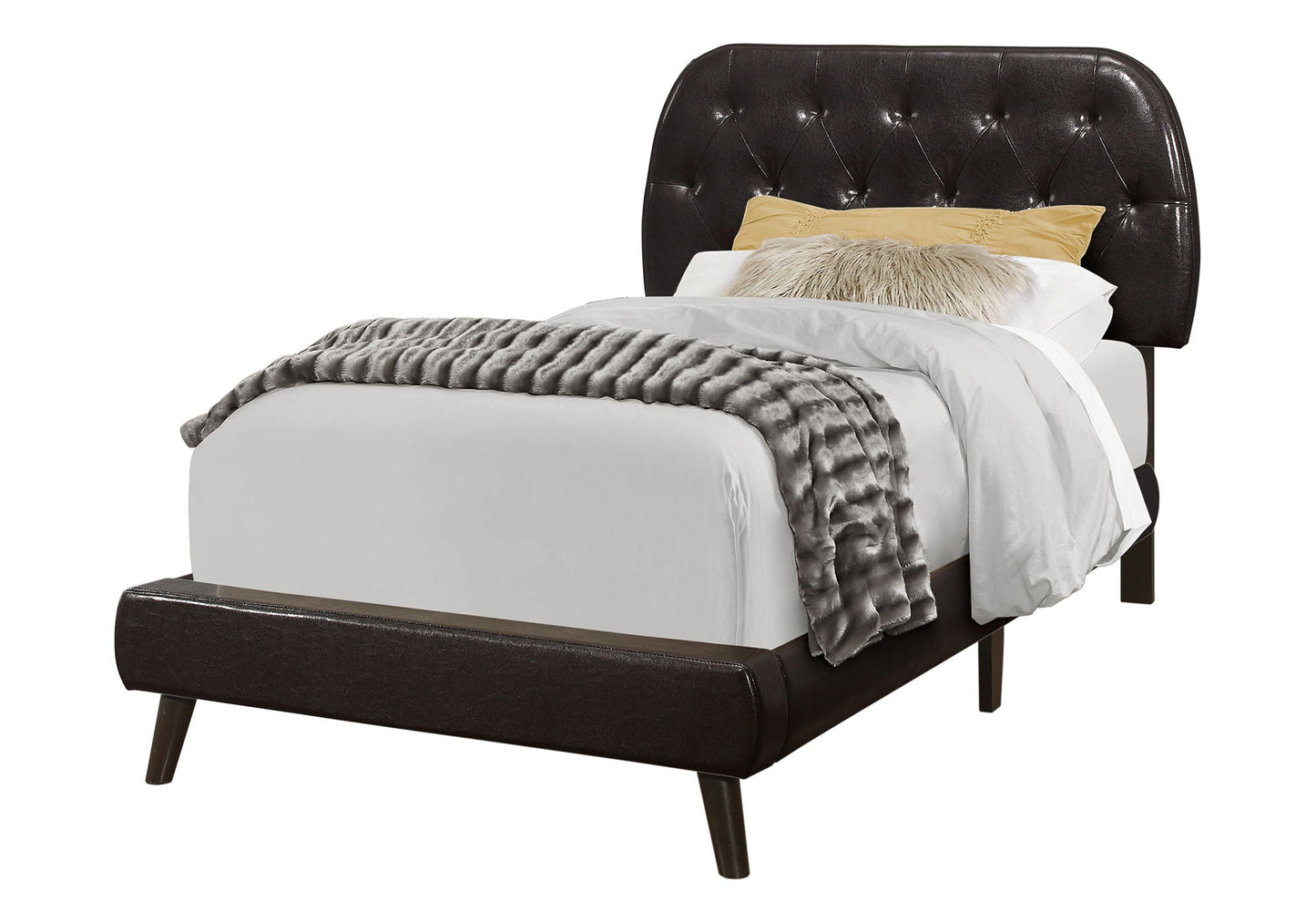 Stylish Upholstered Twin Bed With Metal Legs