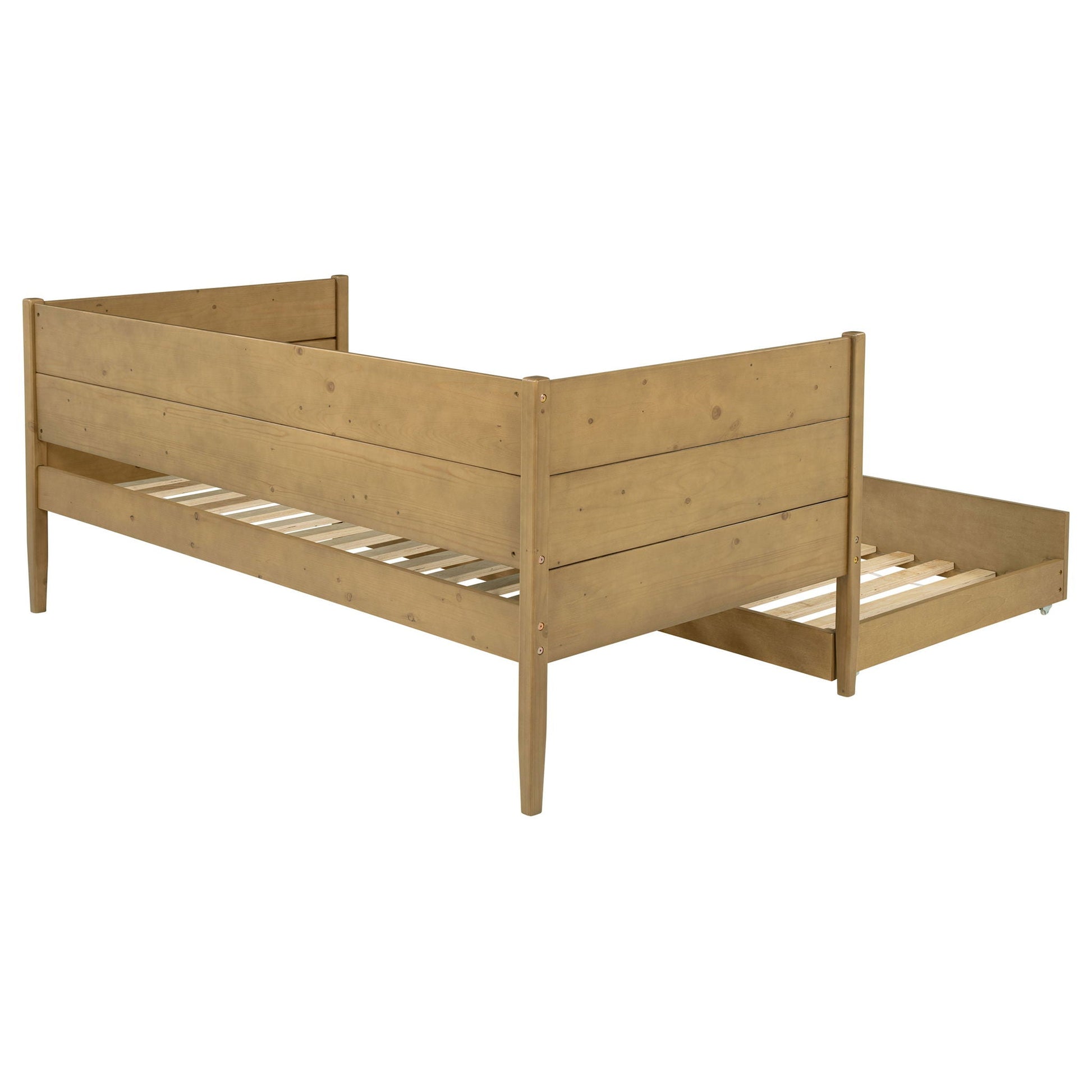 Stewart twin daybed with trundle in natural wood finish, slat base and side rails on Tampa Home & Garden Store