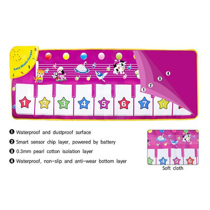 Stevvex Music Carpets Piano Mats with 8 demo songs pink play mat for kids on Tampa Home & Garden Store