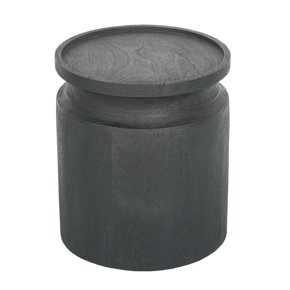 Black wooden cylinder side table with lid-style top by HouseOfZazla on Tampa Home & Garden Store