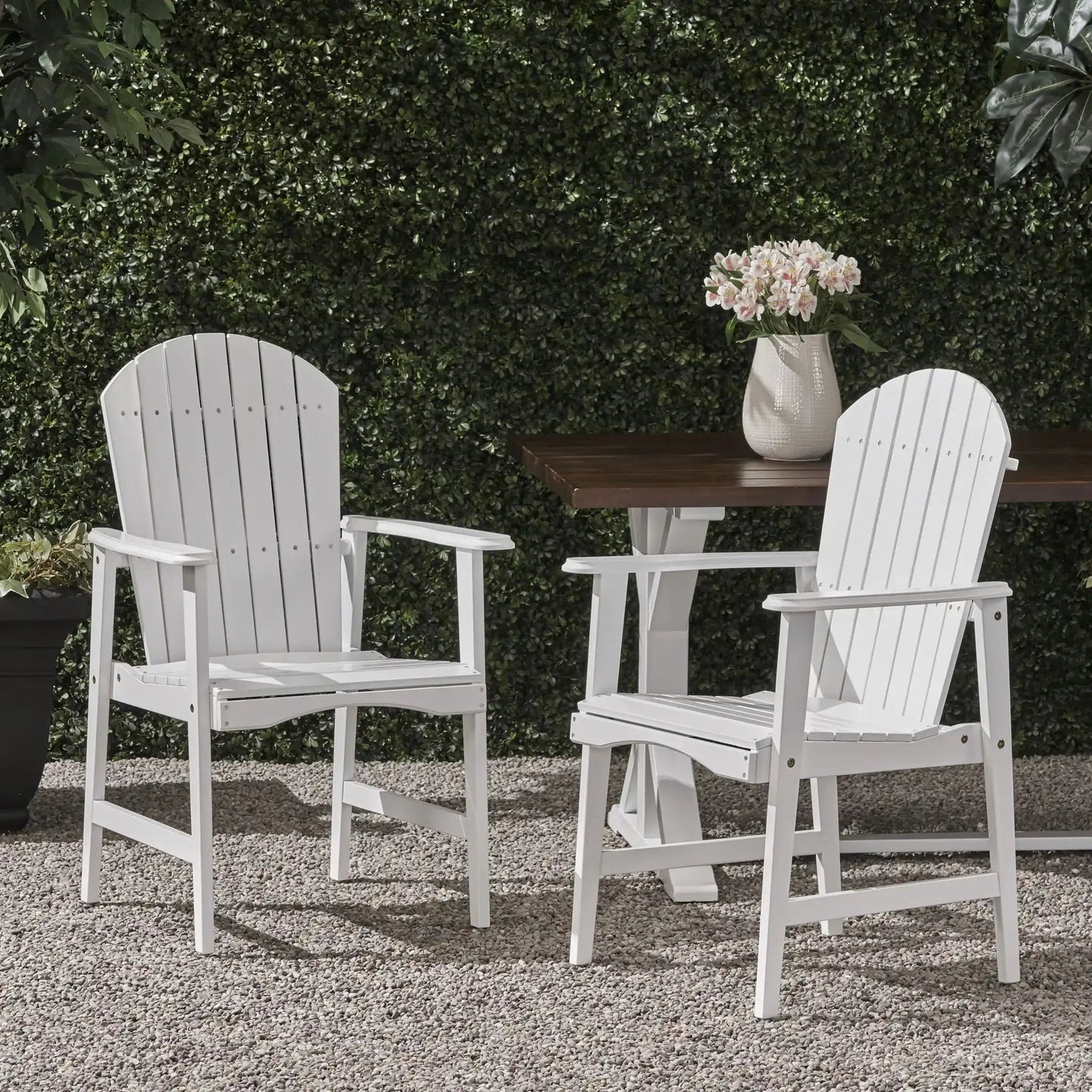 Outdoor Weather Resistant Acacia Wood Adirondack Dining Chairs white set of 2 on Tampa Home & Garden Store