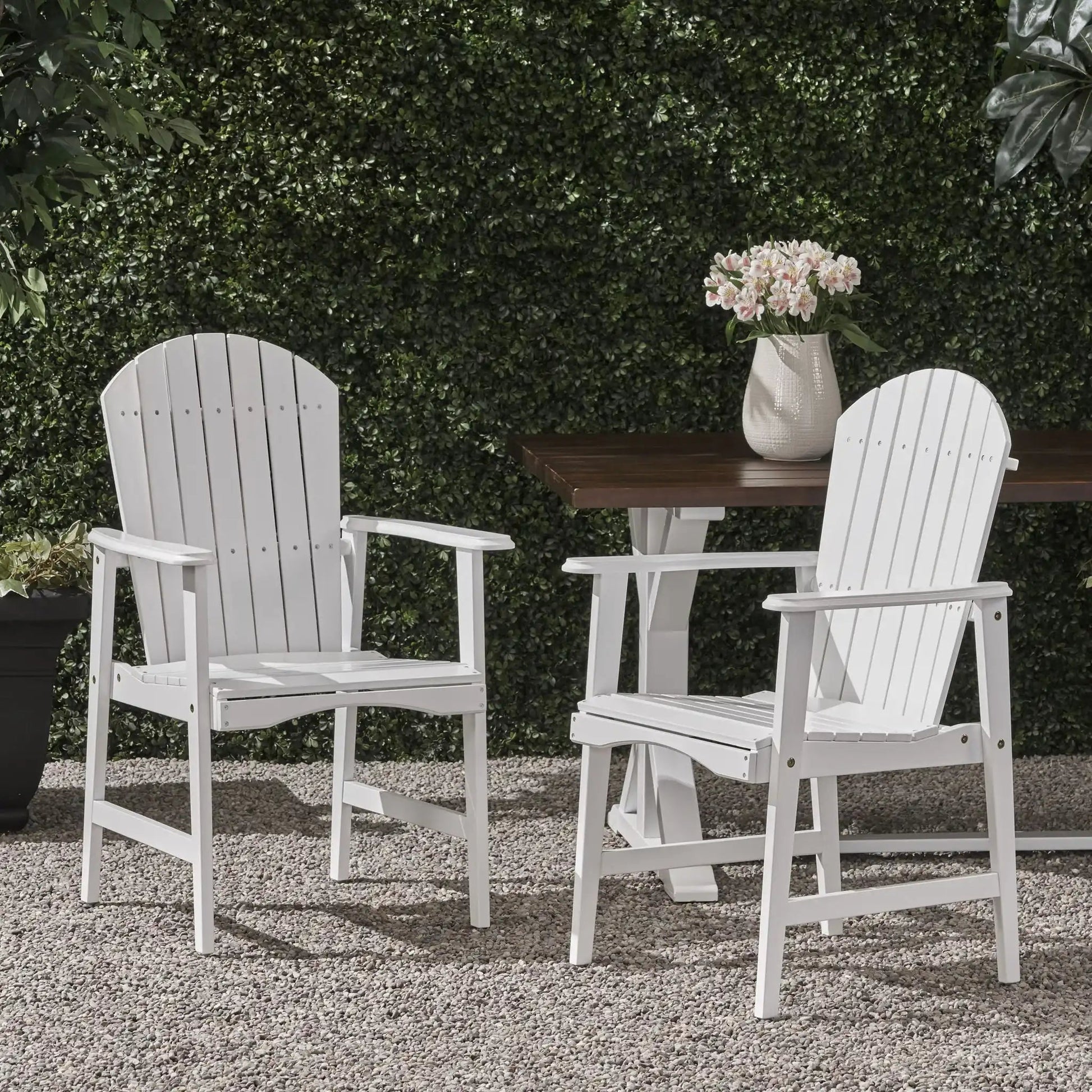 Outdoor Weather Resistant Acacia Wood Adirondack Dining Chairs white set of 2 on Tampa Home & Garden Store
