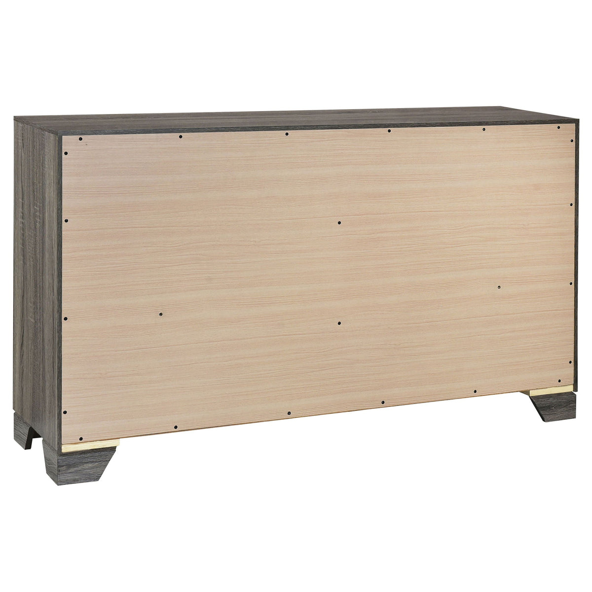 Funston 4 Piece Queen Bedroom Set oak panel bed frame with dark trim on Tampa Home & Garden Store
