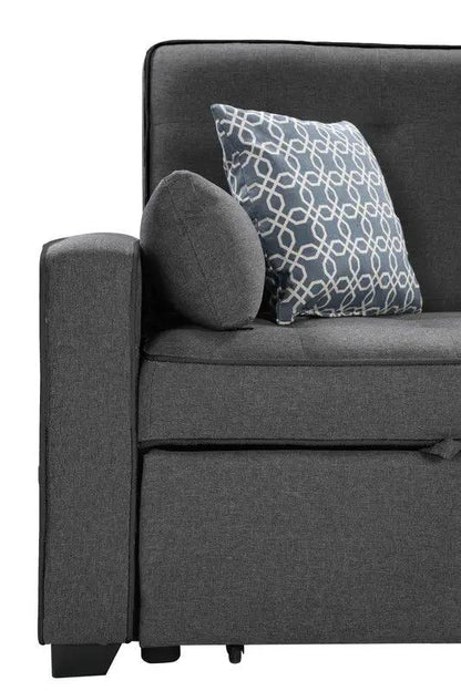 Sleeper Sofa with USB Ports and Pillows Gray