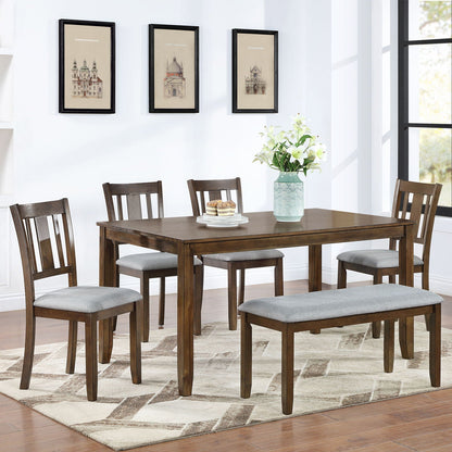 Wooden Dining Table With Four Chairs And Bench