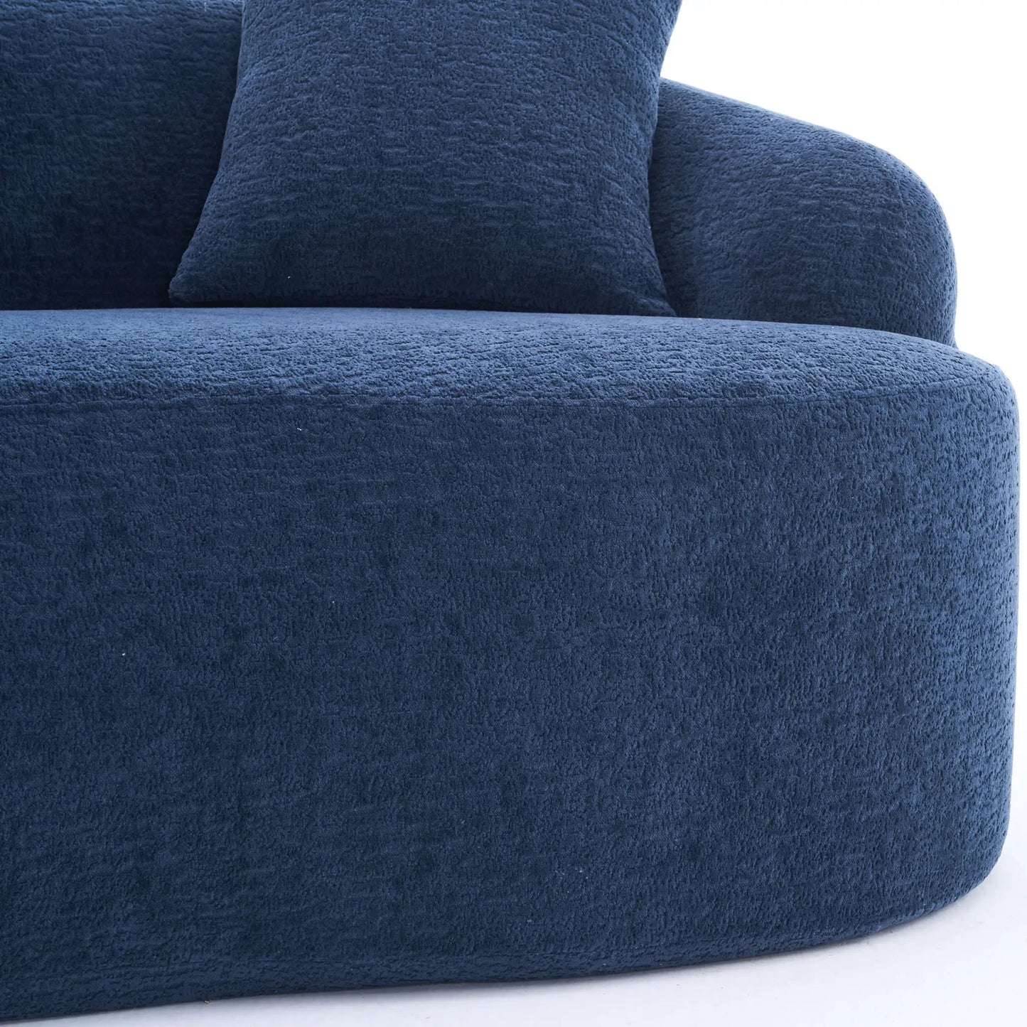 Combined Sofa With 4 Pillows, blue boucle fabric, stationary sectional on Tampa Home & Garden Store