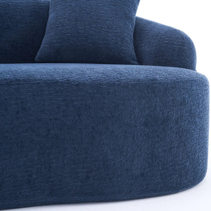 Combined Sofa With 4 Pillows, blue boucle fabric, stationary sectional on Tampa Home & Garden Store