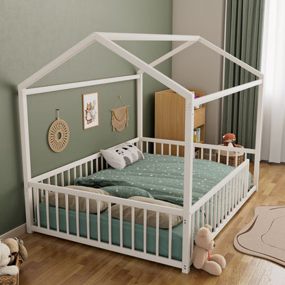 Cozy Montessori House Floor Bed and a Safety Rail