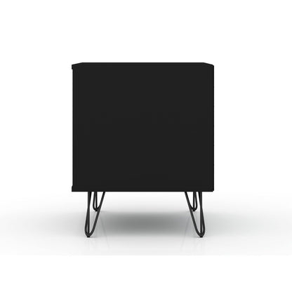 Rockefeller Nightstand with 1 Drawer, black finish, splayed metal legs by HouseOfZazla on Tampa Home & Garden Store