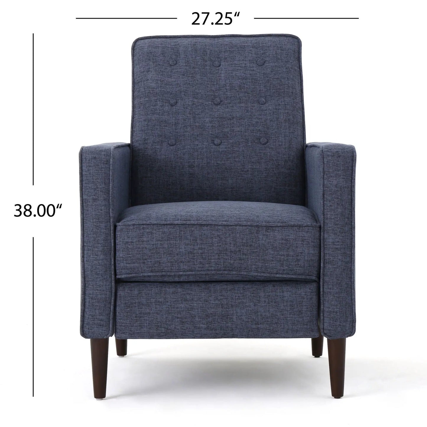 Mid-Century Modern recliner blue woven fabric button tufting Unique Piece Furniture on Tampa Home & Garden Store