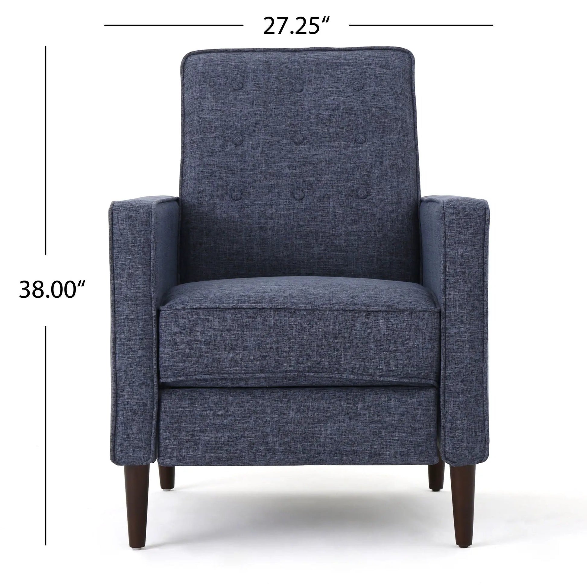 Mid-Century Modern recliner blue woven fabric button tufting Unique Piece Furniture on Tampa Home & Garden Store