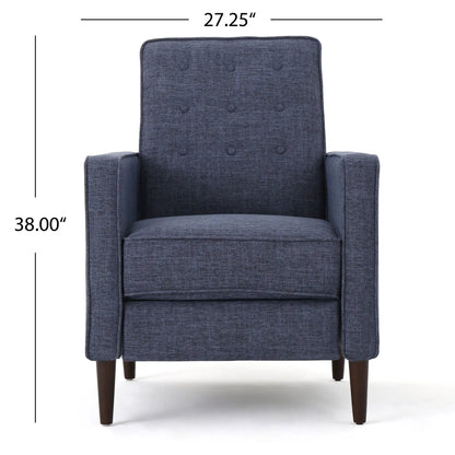 Mid-Century Modern recliner blue woven fabric button tufting Unique Piece Furniture on Tampa Home & Garden Store
