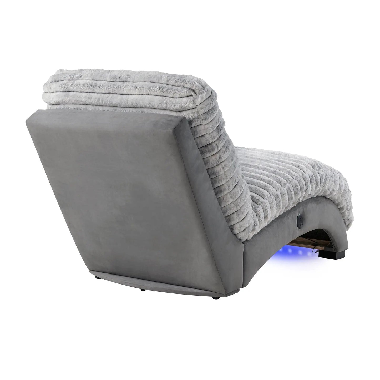 Denise Accent Chaise With USB Support, gray fabric upholstery by Unique Piece Furniture on Tampa Home & Garden Store