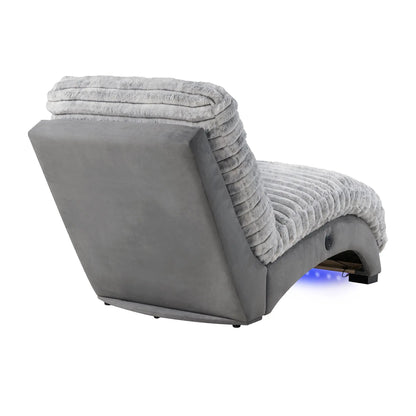Denise Accent Chaise With USB Support, gray fabric upholstery by Unique Piece Furniture on Tampa Home & Garden Store