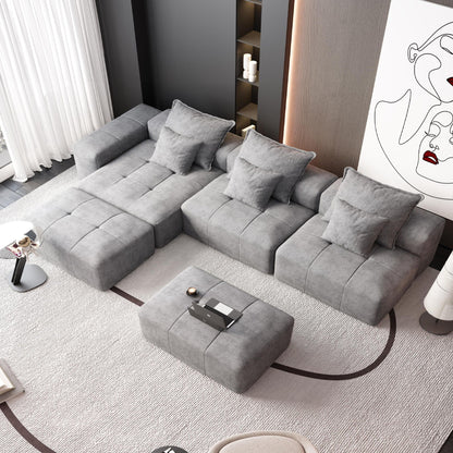 HouseOfZazla gray oversized DIY modular stationary sectional sofa with cushions in living room on Tampa Home & Garden Store