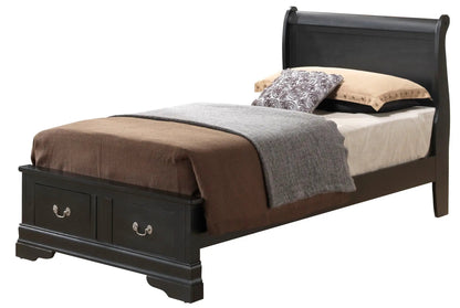 Upholstered Sleigh Bed with Dovetail Drawers