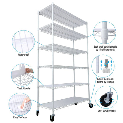 6 Tier NSF Metal Wire Shelving Unit for Storage