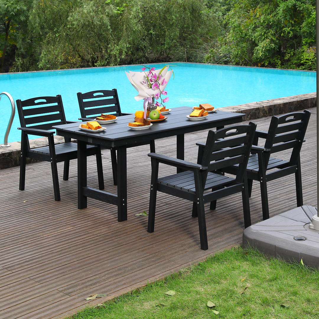 HDPE Patio Dining Set and Four Outdoor Chairs