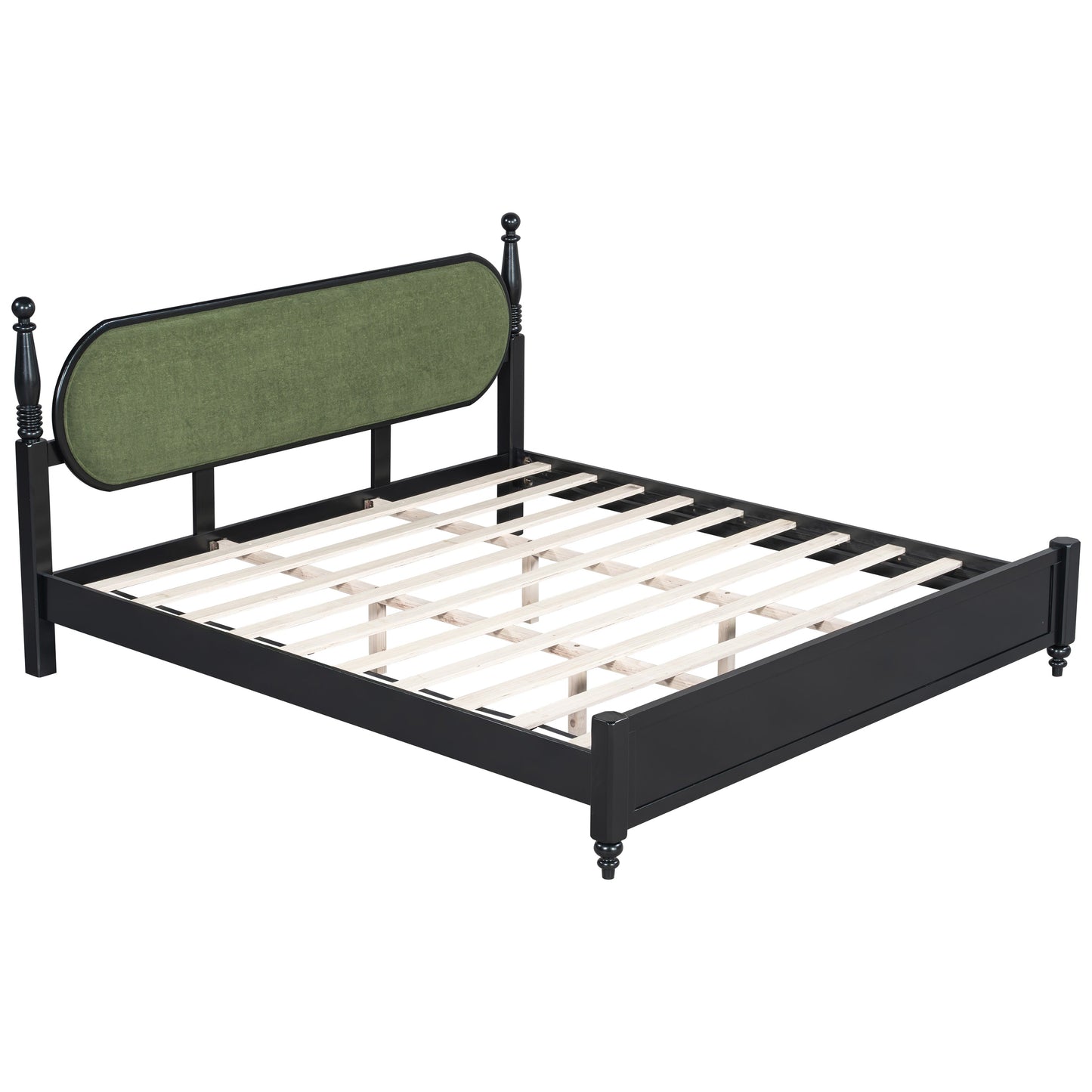 Modern King Bed Frame With Solid Wood Slats