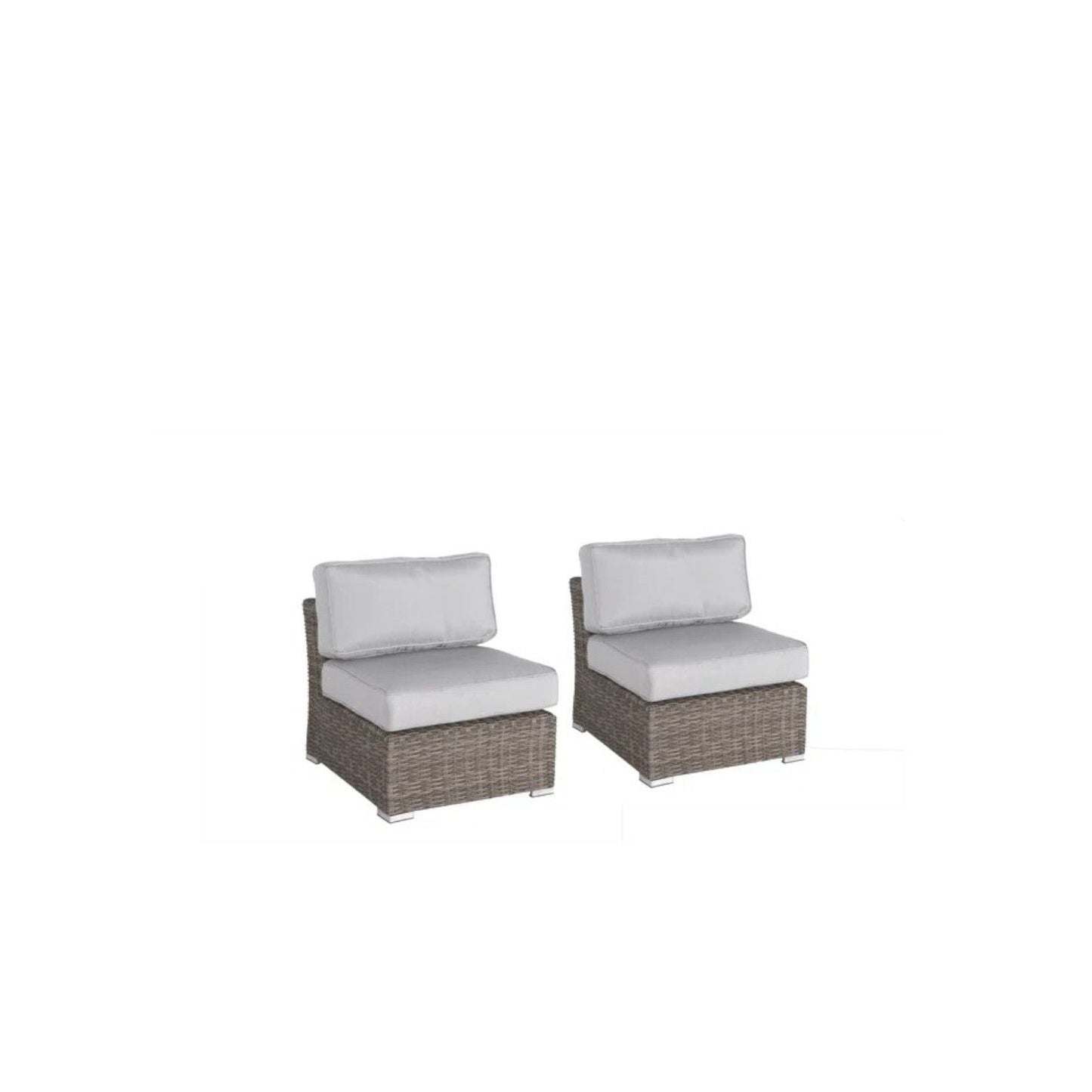 Armless Outdoor Chairs and Cushions Set of Two