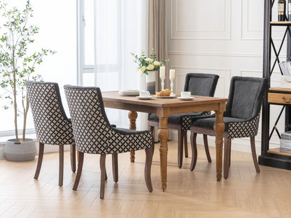 Ultra Side Dining Chair Set with solid wood legs, 4 chairs in pattern around a table on Tampa Home & Garden Store