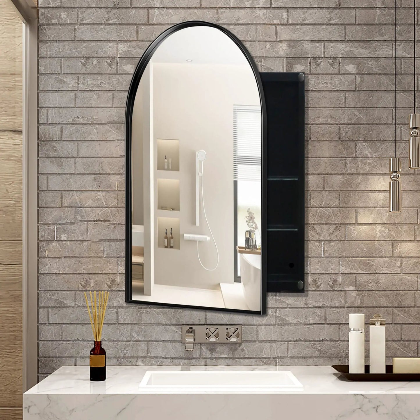 Arched Recessed Medicine Cabinet with Mirror