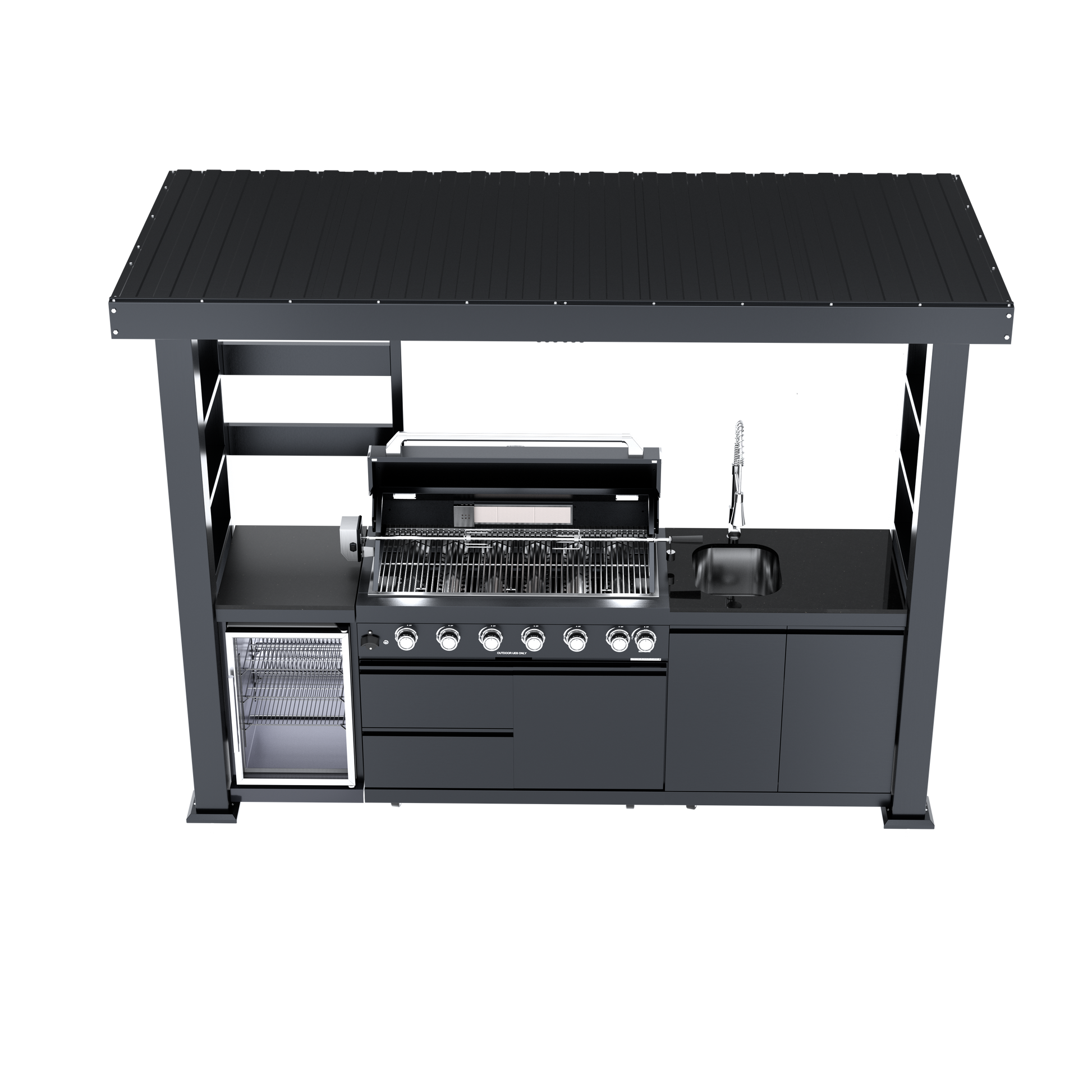 HouseOfZazla 108-Inch 6-Burner Deluxe Outdoor Kitchen Grill with hood and rotisserie on Tampa Home & Garden Store