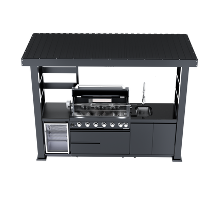 HouseOfZazla 108-Inch 6-Burner Deluxe Outdoor Kitchen Grill with hood and rotisserie on Tampa Home & Garden Store