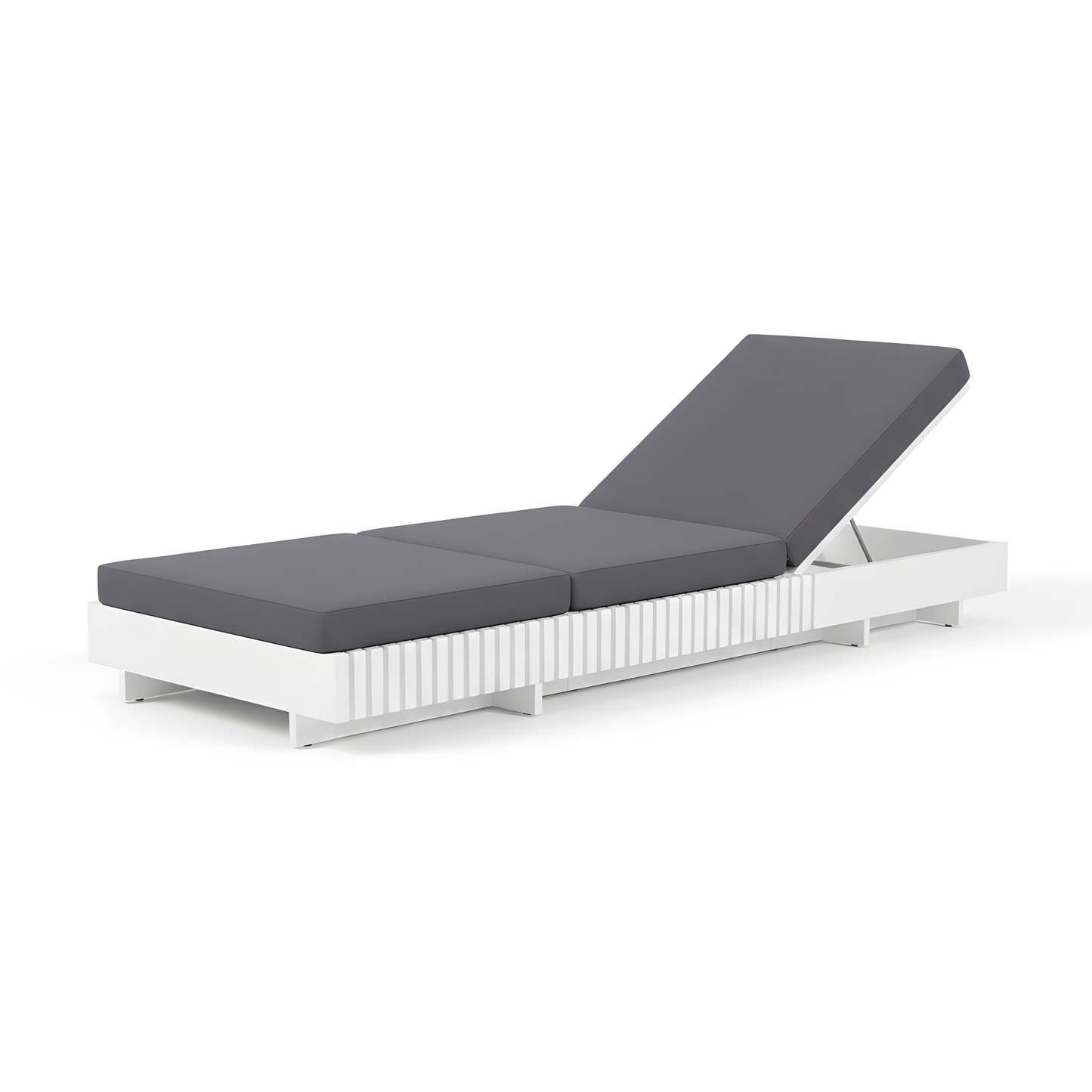 Premium White Acacia Wood Patio Chaise Lounge
