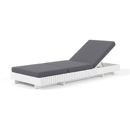 Premium White Acacia Wood Patio Chaise Lounge