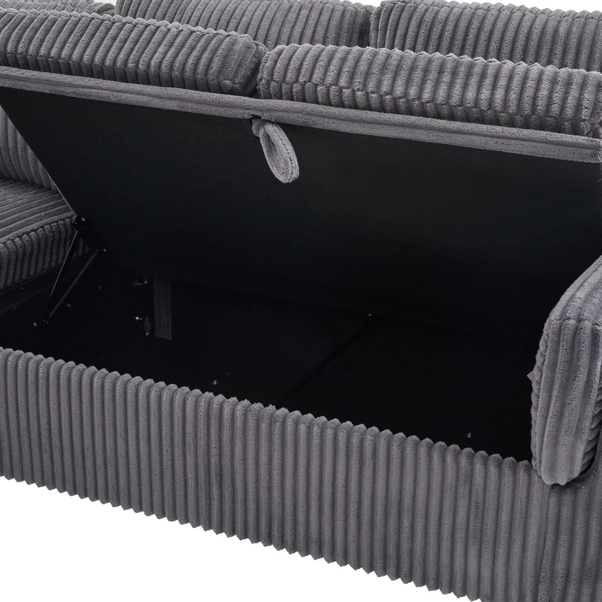 Convertible U-Shaped Sectional Sofa Bed gray corduroy with zipper by HouseOfZazla on Tampa Home & Garden Store