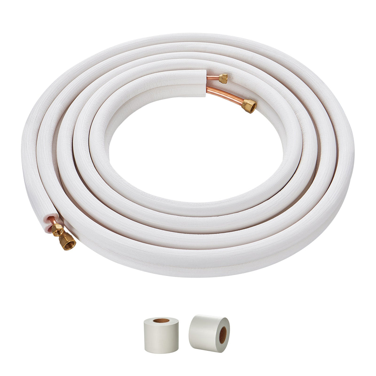 White 25ft mini split line set with copper tubing and brass fittings on Tampa Home & Garden Store