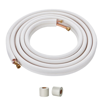 White 25ft mini split line set with copper tubing and brass fittings on Tampa Home & Garden Store