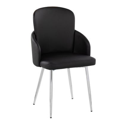 Contemporary dining chair with black upholstered seat and back, chrome legs on Tampa Home & Garden Store