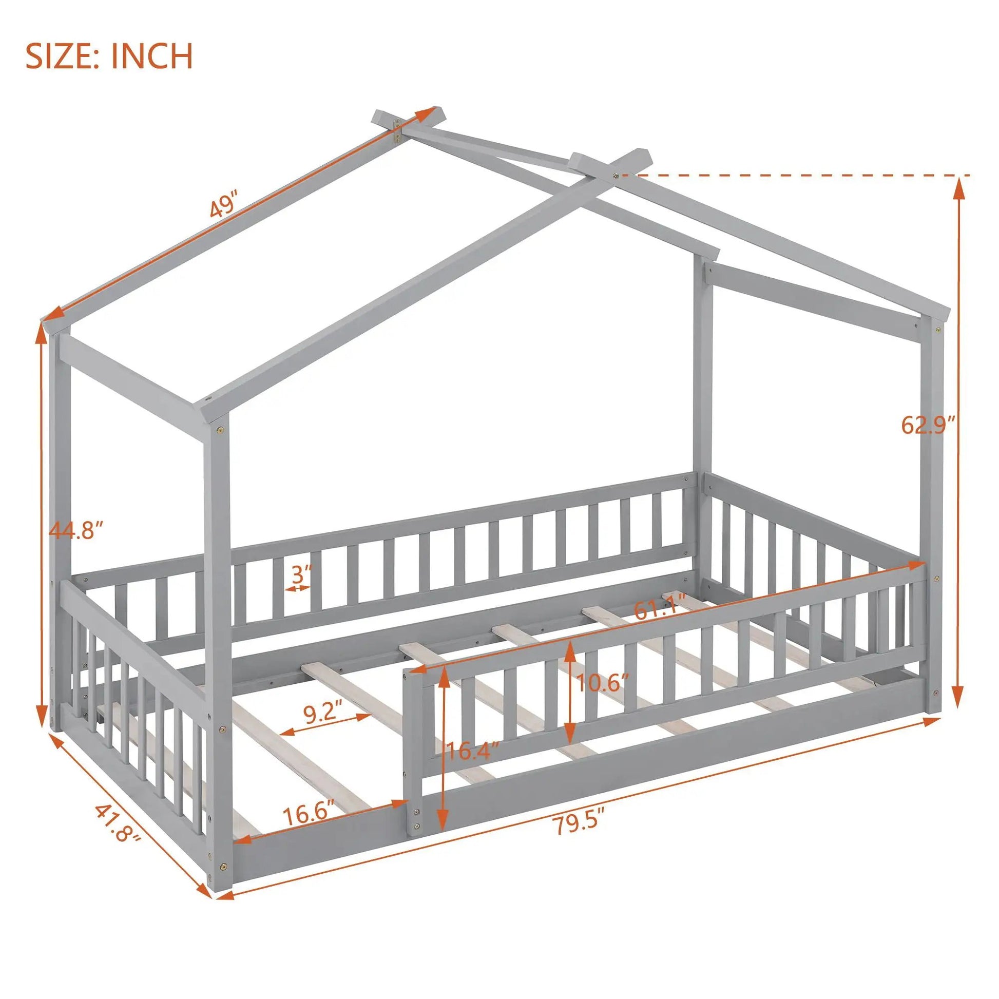 Bed House Bed Frame With Fence canopy bed in gray wood by Unique Piece Furniture on Tampa Home & Garden Store