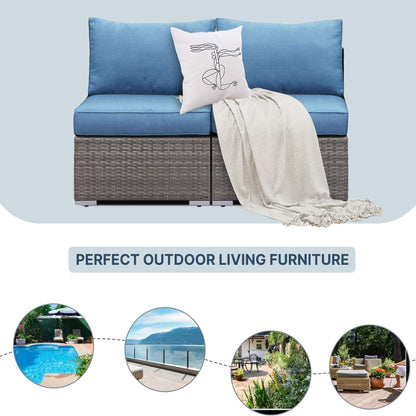 Armless Patio Sofa Set and Waterproof Cushions