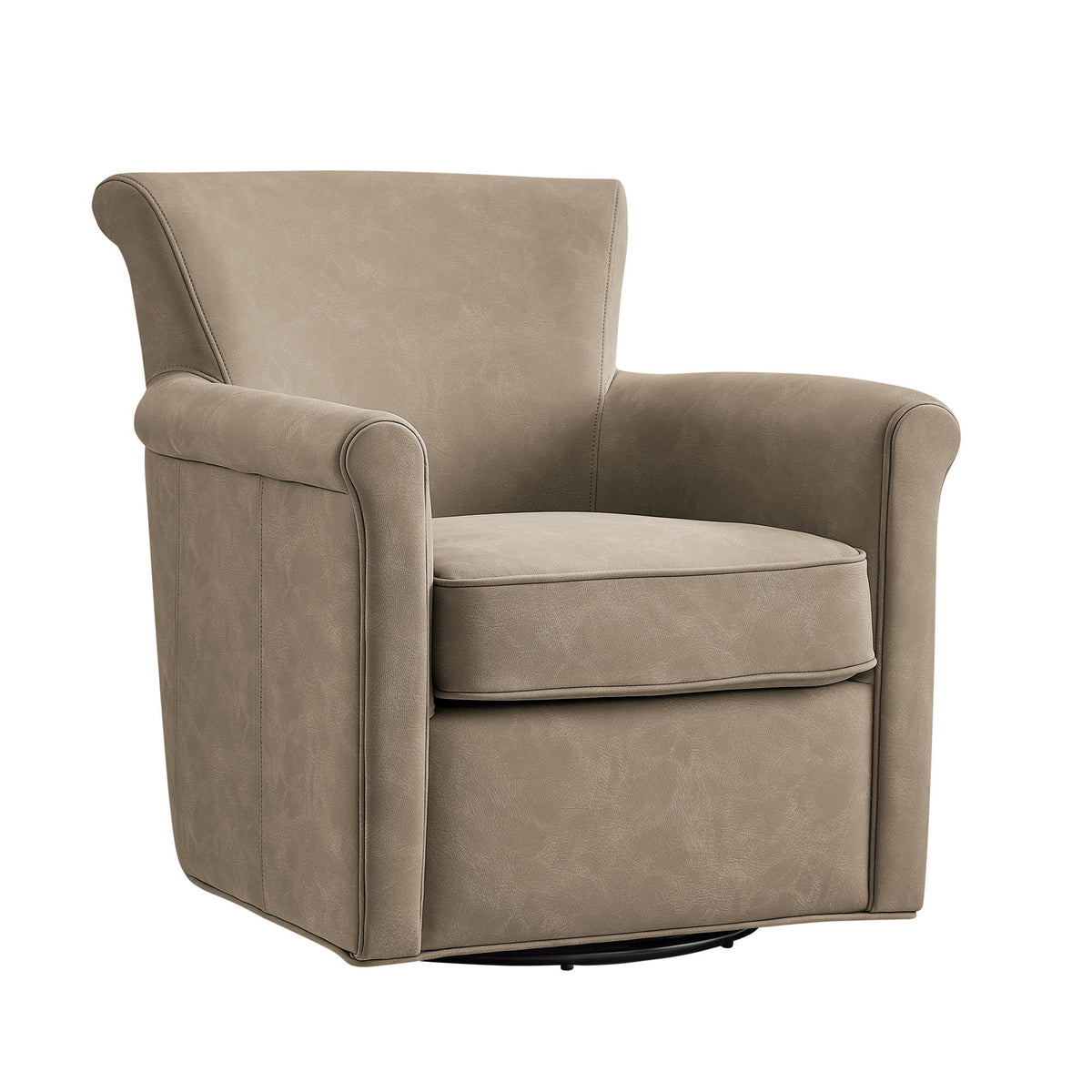 Westly Swivel Chair 360-degree base taupe faux leather by HouseOfZazla, close-up of backrest on Tampa Home & Garden Store
